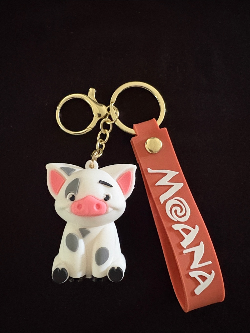Cute Pua Moana Character Bag Charm Keychain with Brown Strap